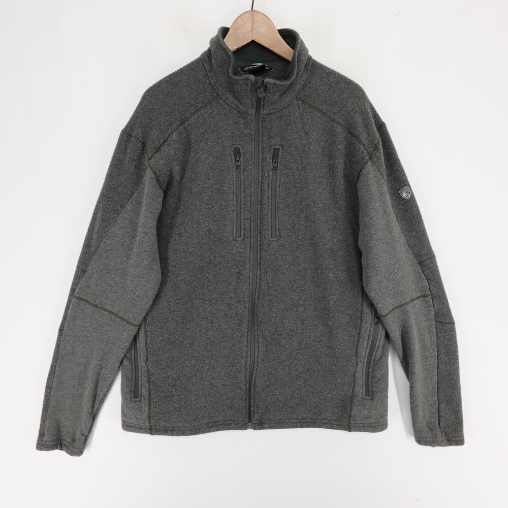 KUHL Interceptr Jacket Mens XXL Gray Heather Fleece Full Zip Thumb Loops Outdoor